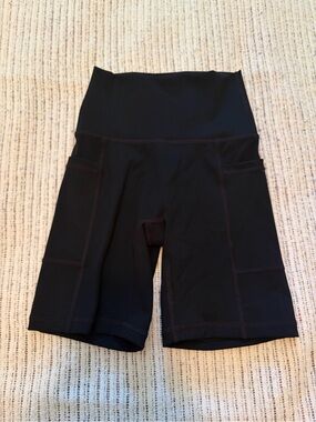 Arie Women's High-Waist Black Compression Bike Shorts with Pockets